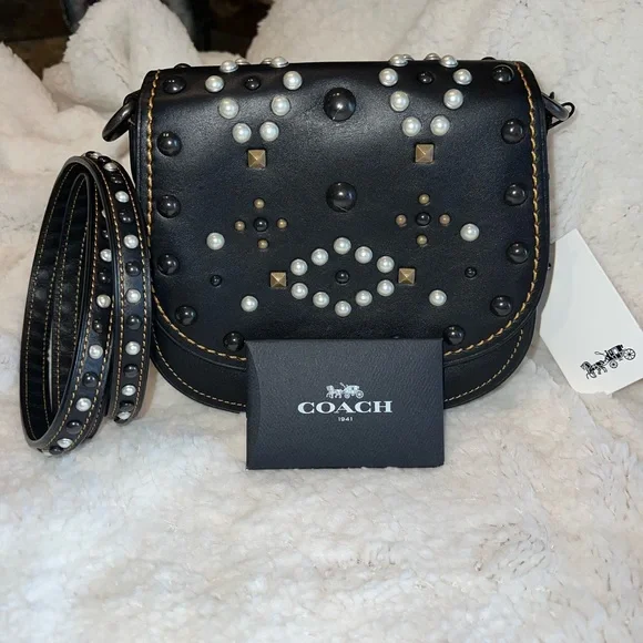 Coach Leather Saddle Bag 17 with Western Rivets NEW - Picture 6 of 7